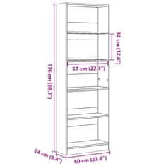 Vidaxl Knihovna betonově šedá 60 x 24 x 176 cm kompozitní dřevo