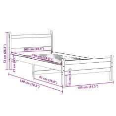 Vidaxl Postel bez matrace bílá 100 x 200 cm masivní borovice