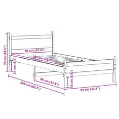 Vidaxl Postel bez matrace bílá 90 x 200 cm masivní borovice