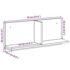 Vidaxl Nástěnná skříňka 70 x 16,5 x 30 cm bílá kompozitní dřevo