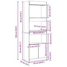 Petromila Skříň highboard bílá 63 x 33 x 180 cm kompozitní dřevo