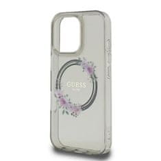 Guess Originální kryt GUESS IML Flowers Wreath Magsafe GUHMP16LHFWFCK for Apple iPhone 16 Pro , barva černá