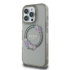 Guess Originální kryt GUESS IML Flowers Wreath Magsafe GUHMP16LHFWFCK for Apple iPhone 16 Pro , barva černá