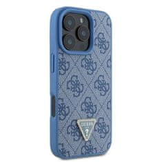 Guess Originální zadní kryt Leather 4G Triangle Strass GUHCP16LP4TDPB pro iPhone 16 Pro blue