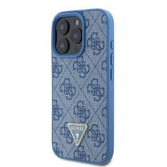 Guess Originální zadní kryt Leather 4G Triangle Strass GUHCP16LP4TDPB pro iPhone 16 Pro blue