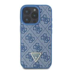 Guess Originální zadní kryt Leather 4G Triangle Strass GUHCP16LP4TDPB pro iPhone 16 Pro blue