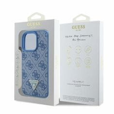 Guess Originální zadní kryt Leather 4G Triangle Strass GUHCP16LP4TDPB pro iPhone 16 Pro blue