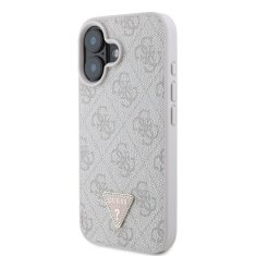 Guess Originální zadní kryt Leather 4G Triangle Strass GUHCP16MP4TDPP pro iPhone 16 Plus pink