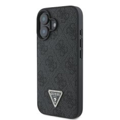 Guess Originální zadní kryt Leather 4G Triangle Strass GUHCP16MP4TDPK pro iPhone 16 Plus black