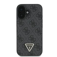 Guess Originální zadní kryt Leather 4G Triangle Strass GUHCP16MP4TDPK pro iPhone 16 Plus black