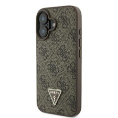 Guess Originální zadní kryt Leather 4G Triangle Strass GUHCP16MP4TDPW pro iPhone 16 Plus brown