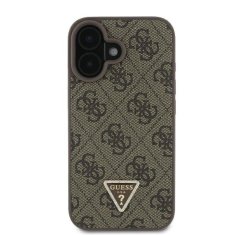 Guess Originální zadní kryt Leather 4G Triangle Strass GUHCP16MP4TDPW pro iPhone 16 Plus brown