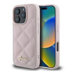 Guess Originální kryt GUESS Quilted Metal Logo GUHCP16LPSQSQSP for Apple iPhone 16 Pro , barva růžová