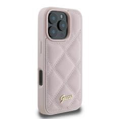 Guess Originální kryt GUESS Quilted Metal Logo GUHCP16LPSQSQSP for Apple iPhone 16 Pro , barva růžová