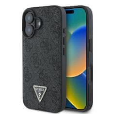 Guess Originální zadní kryt Leather 4G Triangle Strass GUHCP16MP4TDPK pro iPhone 16 Plus black