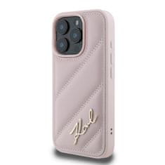 Karl Lagerfeld Originální zadní kryt hardcase Quilted Signature KLHCP16LPQDSMGP pro iPhone 16 Pro Pink