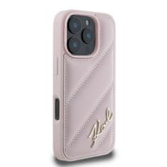 Karl Lagerfeld Originální zadní kryt hardcase Quilted Signature KLHCP16LPQDSMGP pro iPhone 16 Pro Pink