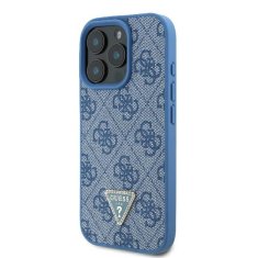 Guess Originální zadní kryt Leather 4G Triangle Strass GUHCP16XP4TDPB pro iPhone 16 Pro Max blue