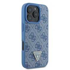 Guess Originální zadní kryt Leather 4G Triangle Strass GUHCP16XP4TDPB pro iPhone 16 Pro Max blue