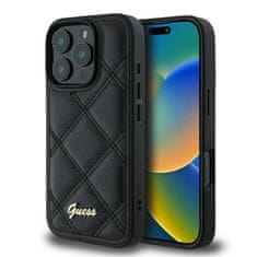 Guess Originální kryt GUESS Quilted Metal Logo GUHCP16LPSQSQSK for Apple iPhone 16 Pro , barva černá