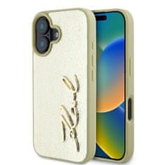 Karl Lagerfeld Originální zadní kryt hardcase Metal Signature KLHCP16SPFMFBKMD pro iPhone 16 zlatý