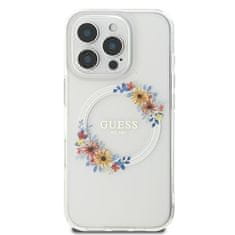 Guess Originální kryt GUESS IML Flowers Wreath Magsafe GUHMP16LHFWFCT for Apple iPhone 16 Pro , barva čirá