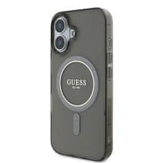 Guess Originální kryt GUESS IML Glitter Circle Magsafe GUHMP16SHFGEREK for Apple iPhone 16 , barva černá