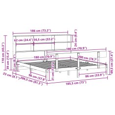 Vidaxl Postel s knihovnou bez matrace bílá 180x200 cm masivní borovice