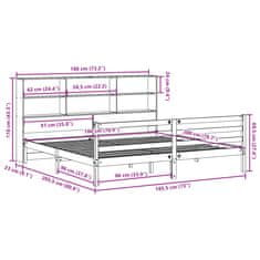 Vidaxl Postel s knihovnou bez matrace bílá 180x200 cm masivní borovice