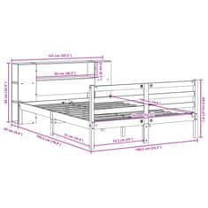 Vidaxl Postel s knihovnou bez matrace bílá 135x190 cm masivní borovice