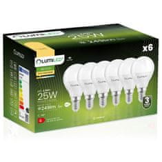 LUMILED 6x LED žárovka E14 P40 2,5W = 25W 249lm 3000K Teplá bílá 180°