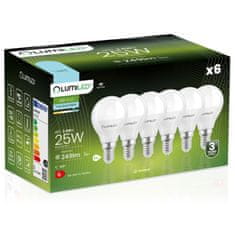 LUMILED 6x LED žárovka E14 P40 2,5W = 25W 249lm 6500K Studená bílá 180°