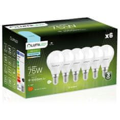 LUMILED 6x LED žárovka E14 P40 10W = 75W 1055lm 6500K Studená bílá 180°