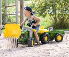 Kramp Šlapací traktor s nakladačem a vlečkou Rolly Kid John Deere zelený