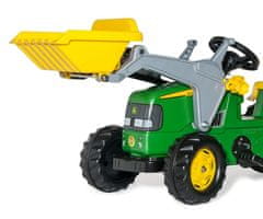 Kramp Šlapací traktor s nakladačem a vlečkou Rolly Kid John Deere zelený