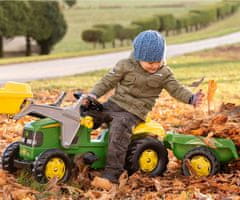 Kramp Šlapací traktor s nakladačem a vlečkou Rolly Kid John Deere zelený