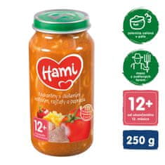 Hami Makaróny s dušeným vepřovým, rajčaty a paprikou (250 g) - masozeleninový příkrm