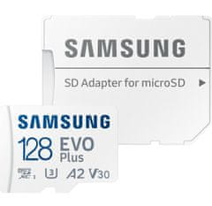 Samsung 128GB paměťová Micro SD karta Samsung EVO Plus + SD adaptér, CLASS 10