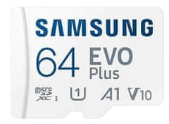 Samsung 64GB paměťová Micro SD karta Samsung EVO Plus + SD Adaptér, CLASS 10