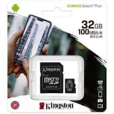 Kingston 32 GB paměťová Micro SD karta Kingston + Adaptér, CLASS 10