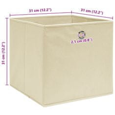 Vidaxl Úložné boxy 4 ks krémové 32 x 32 x 32 cm textil