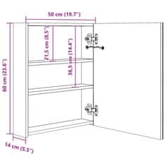 Vidaxl LED koupelnová skříňka se zrcadlem antracitová 50 x 14 x 60 cm