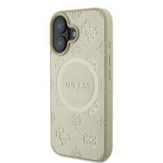 Guess Zadní kryt Saffiano Peony Stamp MagSafe pro iPhone 16 Gold