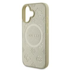 Guess Zadní kryt Saffiano Peony Stamp MagSafe pro iPhone 16 Gold