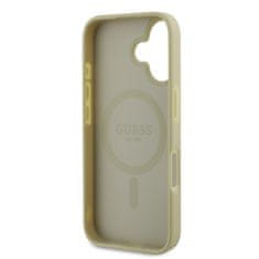 Guess Zadní kryt Saffiano Peony Stamp MagSafe pro iPhone 16 Gold