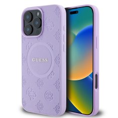 Guess Zadní kryt Saffiano Peony Stamp MagSafe pro iPhone 16 Pro Max Purple