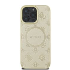 Guess Zadní kryt Saffiano Peony Stamp MagSafe pro iPhone 16 Pro Gold