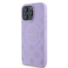 Guess Zadní kryt Saffiano Peony Stamp MagSafe pro iPhone 16 Pro Max Purple