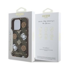 Guess Zadní kryt PU 4G Peony MagSafe pro iPhone 16 Pro Brown