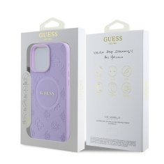 Guess Zadní kryt Saffiano Peony Stamp MagSafe pro iPhone 16 Pro Max Purple